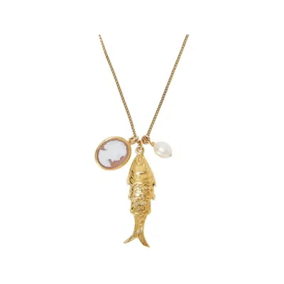 Chan Luu Cameo Koi Fish Necklace In Gold