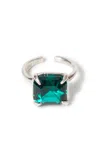 Chan Luu Caprice Sterling Silver Crystal Toe Ring In Green