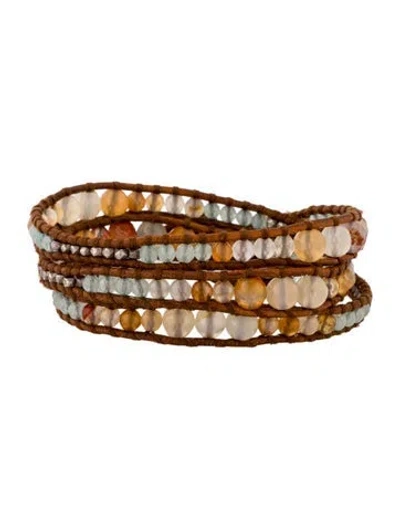 Pre-owned Chan Luu Crystal & Leather Beaded Wrap Bracelet In Multi