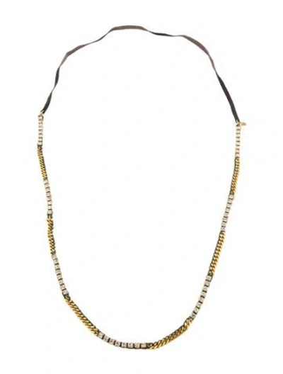 Pre-owned Chan Luu Crystal & Leather Necklace, 42" In Multi