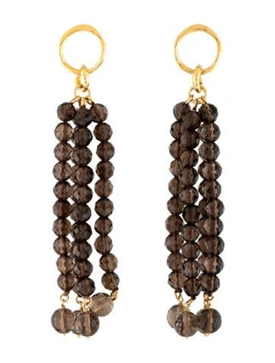 Pre-owned Chan Luu Crystal Drop Earrings In Brown
