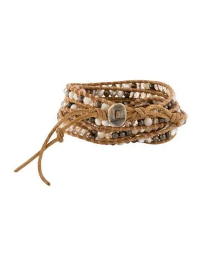 Pre-owned Chan Luu Crystal, Leather, & Bead Wrap Bracelet In Multi