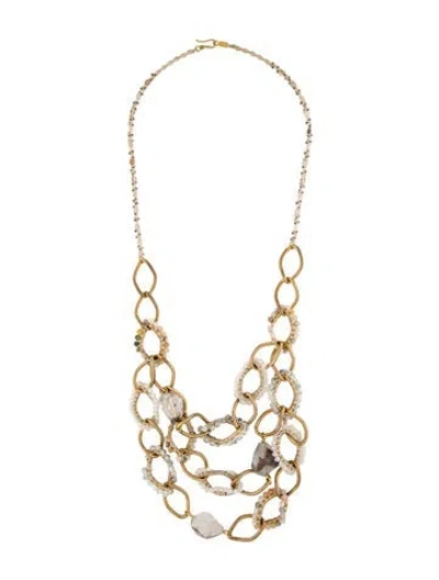 Pre-owned Chan Luu Crystal Multistrand Beaded Link Chain Necklace, 27.75"
