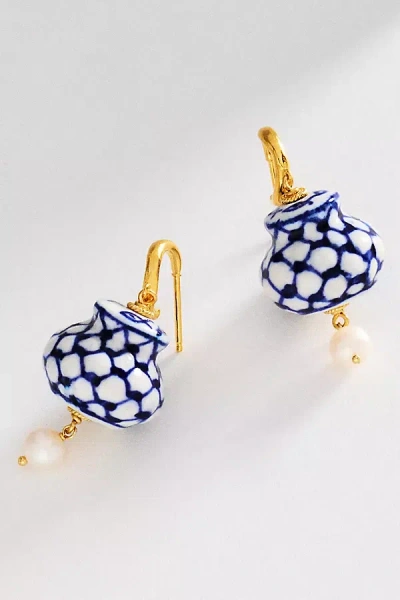 Chan Luu Delft Paisley Pear Drop Earrings In Gold
