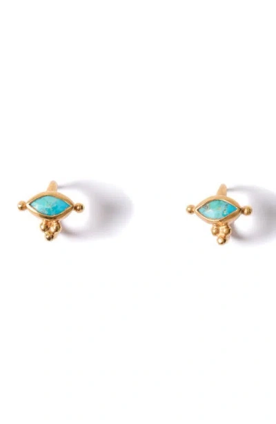 Chan Luu Della Turquoise Stud Earrings In Blue