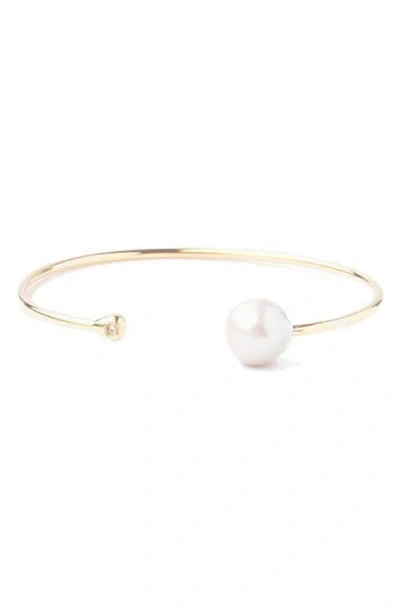 Chan Luu Diamond & Freshwater Pearl Cuff Bracelet In Gold