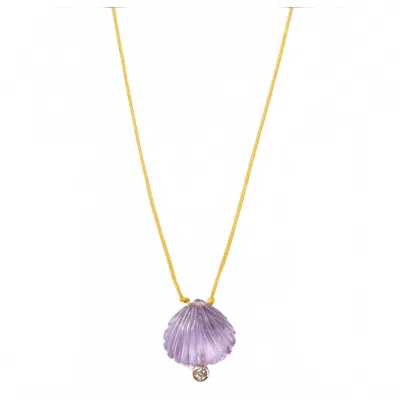 Chan Luu Diamond Clam Shell Necklace In Amethyst In Gold