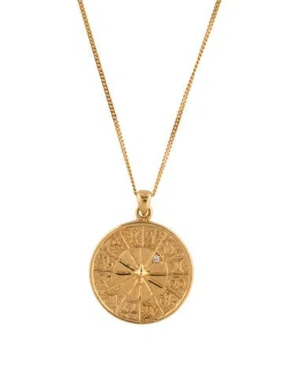 Pre-owned Chan Luu Diamond Taurus Zodiac Coin Necklace, 20" In Multicolor