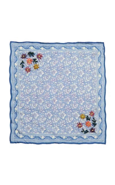 Chan Luu Embroidered Floral Bandana In Blue