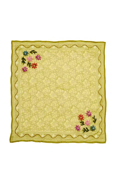 Chan Luu Embroidered Floral Bandana In Yellow