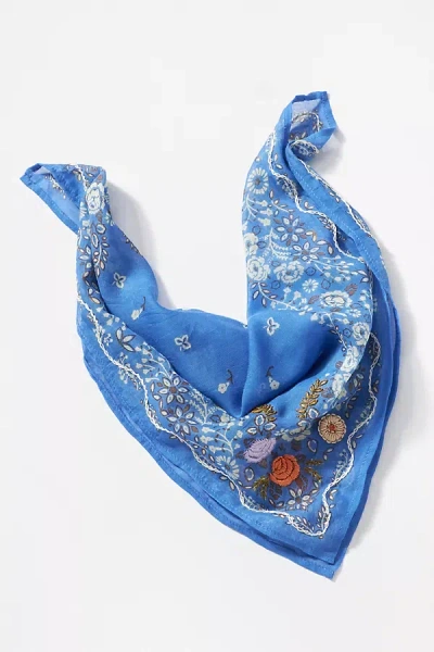 Chan Luu Embroidered Scarf In Blue