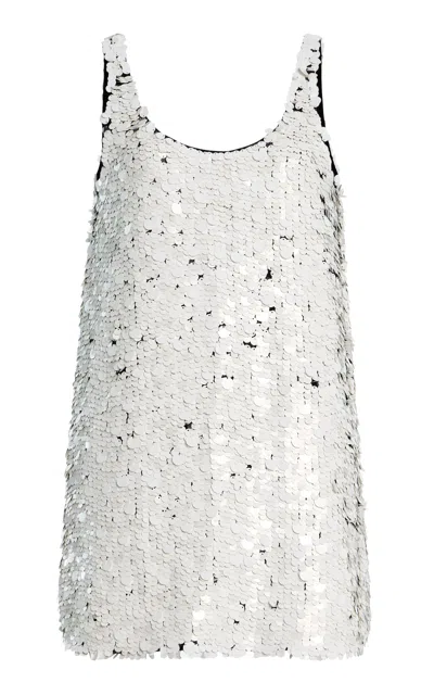 Chan Luu Exaggerated Sequin Tank Top In White