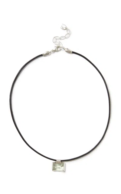 Chan Luu Exclusive Cora Sterling Silver Amethyst Leather Necklace In Green