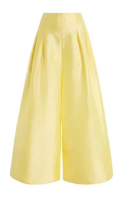 Chan Luu Exclusive La Isla Taffeta Wide-leg Pants In Yellow