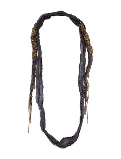 Pre-owned Chan Luu Fabric & Bead Skinny Scarf Necklace, 33.5" In Multicolor