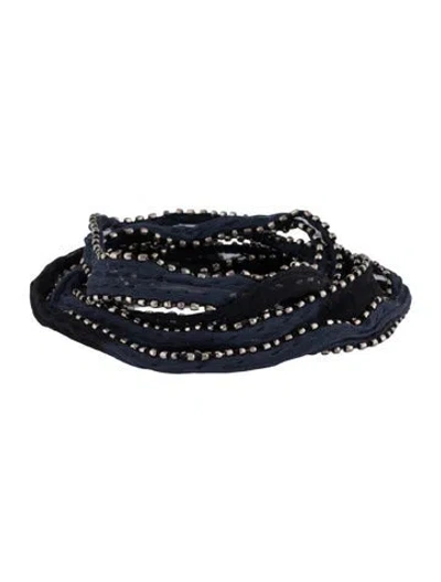 Pre-owned Chan Luu Fabric & Bead Wrap Bracelet In Blue