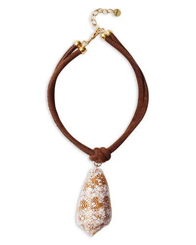 Chan Luu Fabric Cone Shell Suede Pendant Necklace, 13.5-15.5 In Burgundy