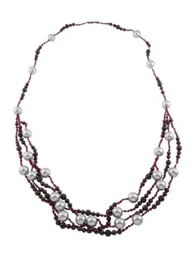 Pre-owned Chan Luu Faux Pearl & Bead Multistrand Necklace, 41"