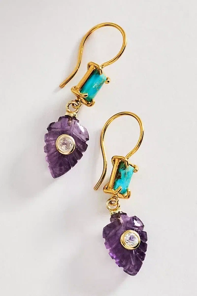 Chan Luu Fern Amethyst Drop Earrings In Gold