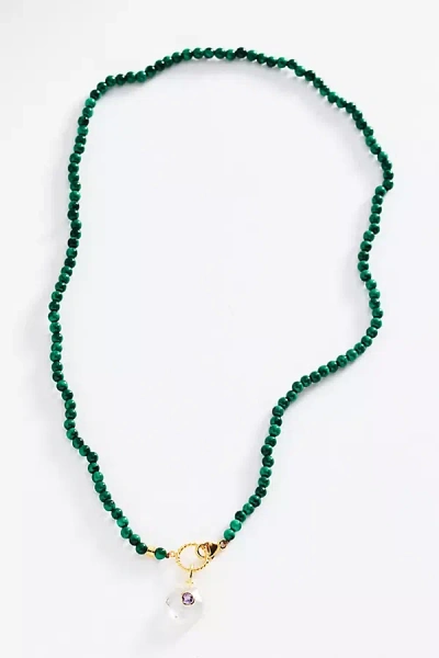 Chan Luu Fern Beaded Pendant Necklace In Green