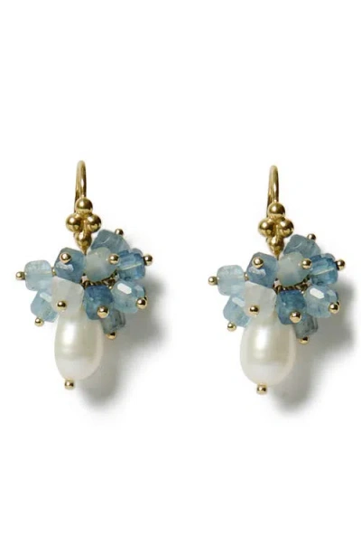Chan Luu Firework Aquamarine Cluster Drop Earrings In Blue