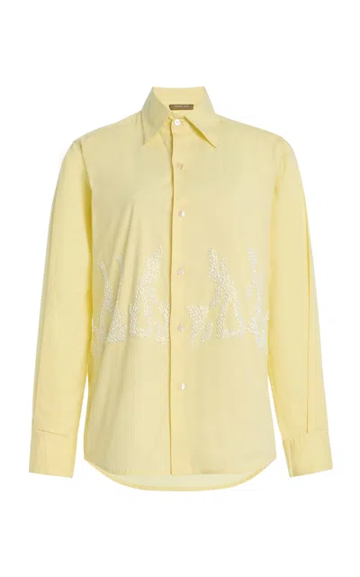 Chan Luu Flame Embroidered Cotton-blend Shirt In Yellow
