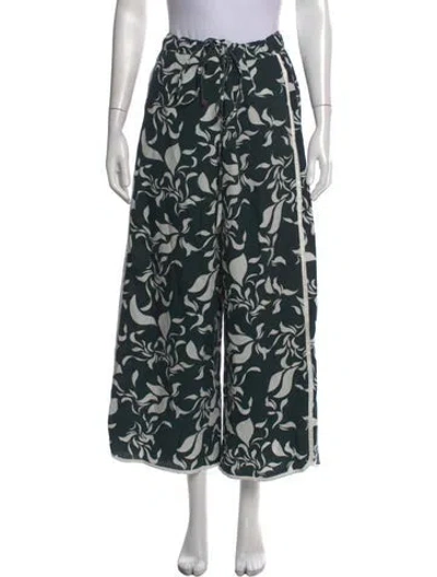 Pre-owned Chan Luu Floral Print Wide Leg Pants In Green