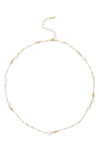 Chan Luu Freshwater Pearl Station Necklace In Gold