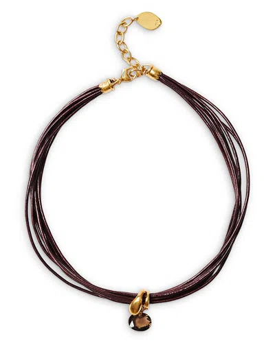 Chan Luu Gemstone Multi Strand Leather Pendant Necklace, 14-16 In Brown