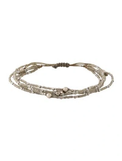 Pre-owned Chan Luu Glass Bead & Cord Multistrand Bead Bracelet, 7.75" In Brown/clear/neutrals