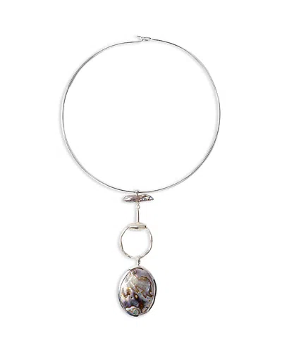 Chan Luu Horsebit Abalone Collar Necklace, 15.5 In Silver