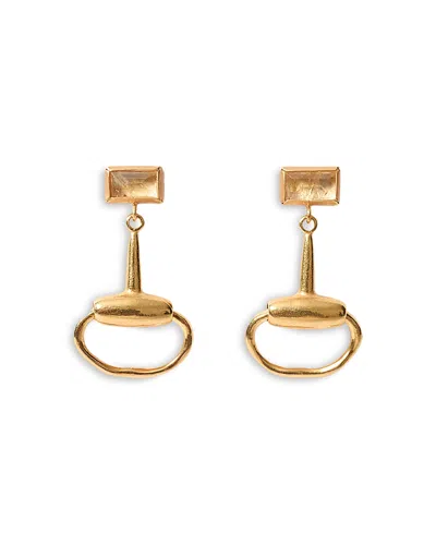 Chan Luu Horsebit Citrine Drop Earrings In Gold