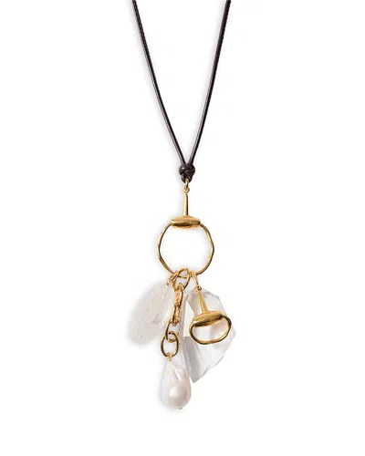 Chan Luu Horsebit Clear Quartz Multi Charm Pendant Necklace, 46 In Gold