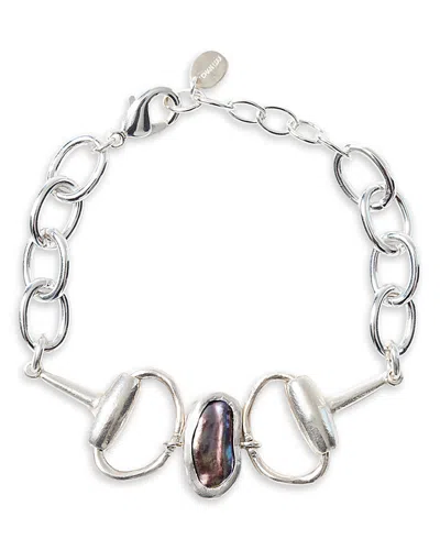Chan Luu Horsebit Cultured Freshwater Peacock Pearl Chain Bracelet In Metallic