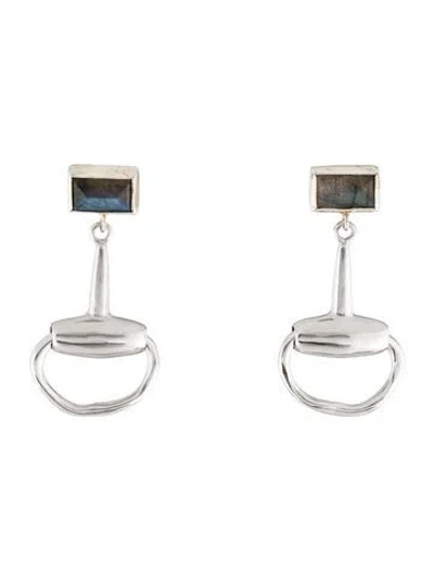 Pre-owned Chan Luu Horsebit Drop Earrings Labradorite In Multicolor
