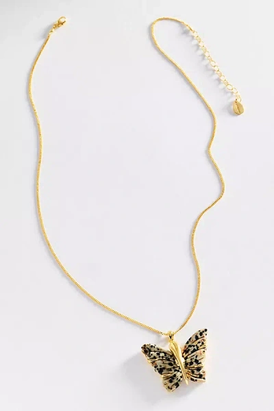 Chan Luu Jasper Butterfly Pendant Necklace In Gold