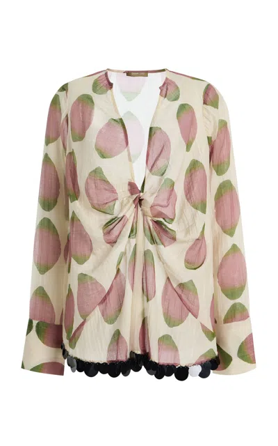 Chan Luu Knot Cotton-silk Sequin Blouse In Multi