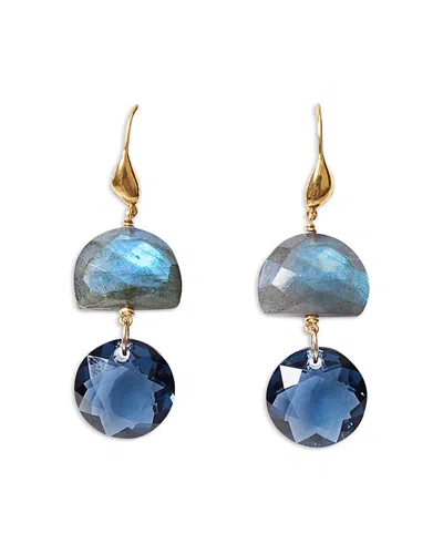 Chan Luu Labyrinth Duo Gemstone Double Drop Earrings In Blue
