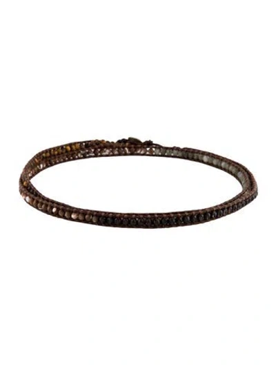 Pre-owned Chan Luu Leather & Bead Necklace, 44.5" In Brown