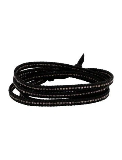 Pre-owned Chan Luu Leather & Bead Wrap Bracelet In Black