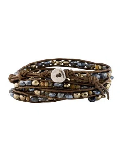Pre-owned Chan Luu Leather & Bead Wrap Bracelet In Brown