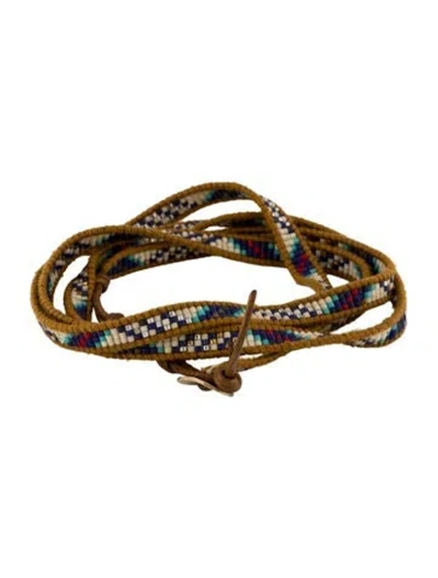 Pre-owned Chan Luu Leather & Bead Wrap Bracelet In Multi