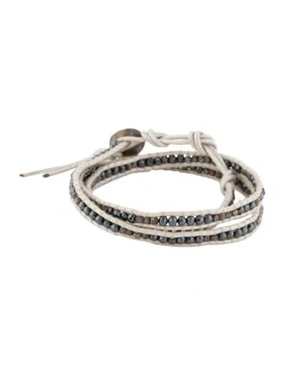 Pre-owned Chan Luu Leather & Bead Wrap Bracelet In White