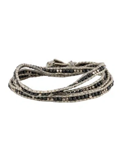 Pre-owned Chan Luu Leather & Bead Wrap Bracelet In White