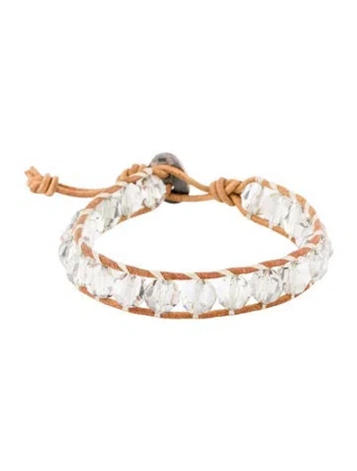 Pre-owned Chan Luu Leather & Crystal Beaded Wrap Bracelet In Multi