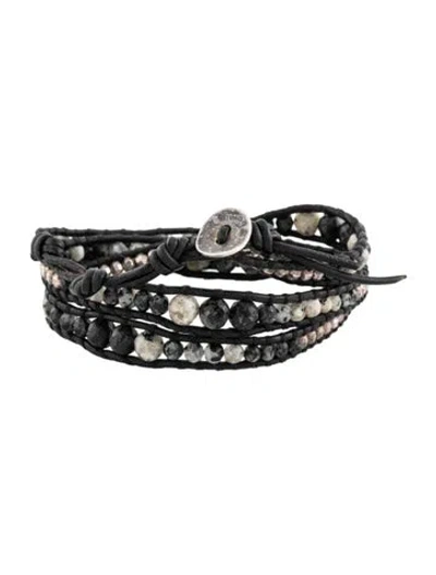Pre-owned Chan Luu Leather & Stone Beaded Wrap Bracelet In Multi