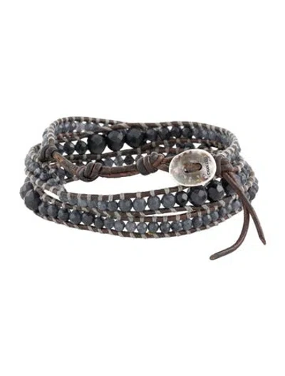 Pre-owned Chan Luu Leather & Stone Beaded Wrap Bracelet In Multi