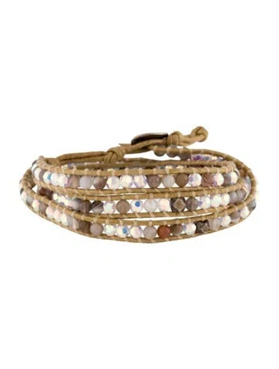 Pre-owned Chan Luu Leather & Stone Wrap Bracelet In Multi
