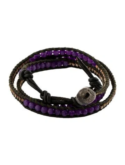 Pre-owned Chan Luu Leather Bead Bracelet In Black/purple