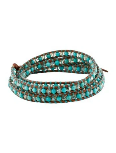 Pre-owned Chan Luu Leather Beaded Wrap Bracelet, 7"